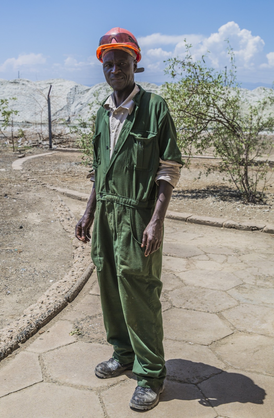 A worker in protective equipment at a Kenyan factory